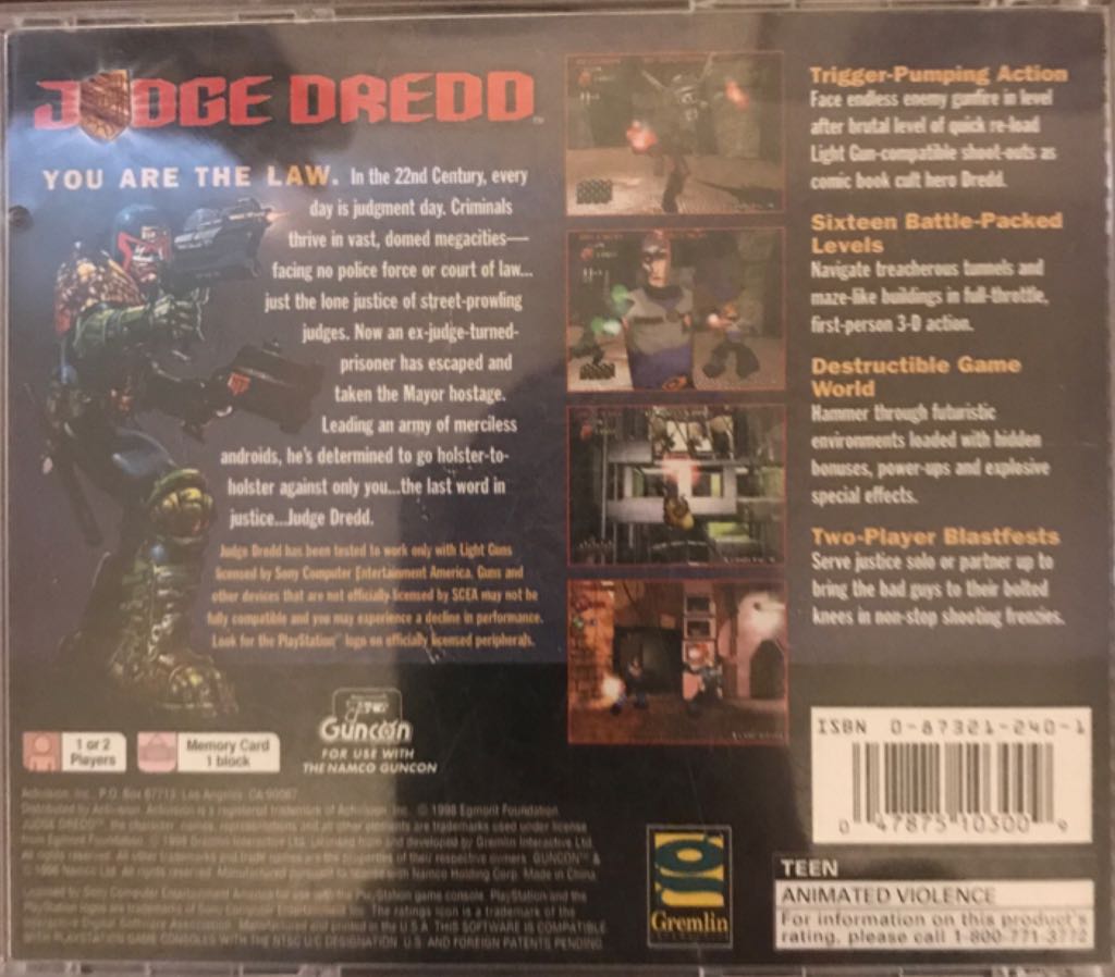 Judge Dredd - Sony PlayStation (Activision - 1-2) video game collectible - Main Image 2