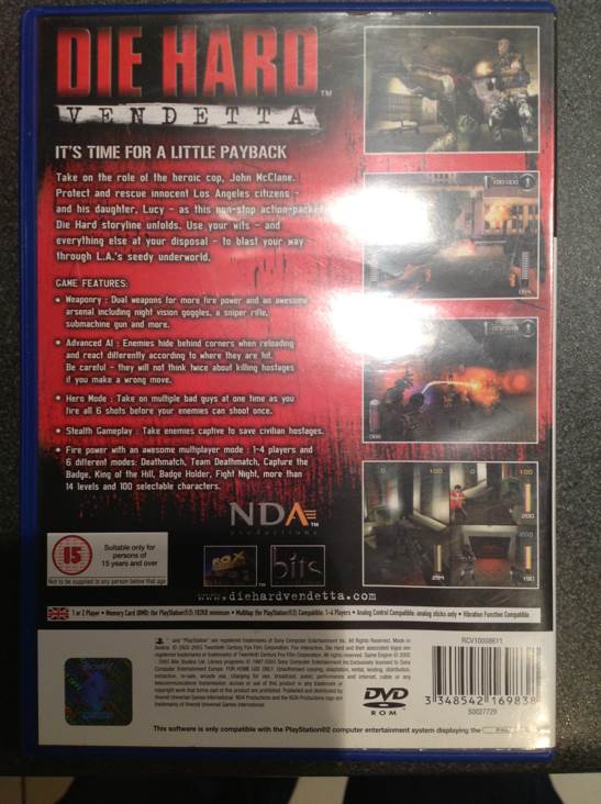 Die Hard: Vendetta - Sony PlayStation 2 (PS2) (Sierra Entertainment/Vivendi Games - 1) video game collectible [Barcode 3348542169838] - Main Image 2