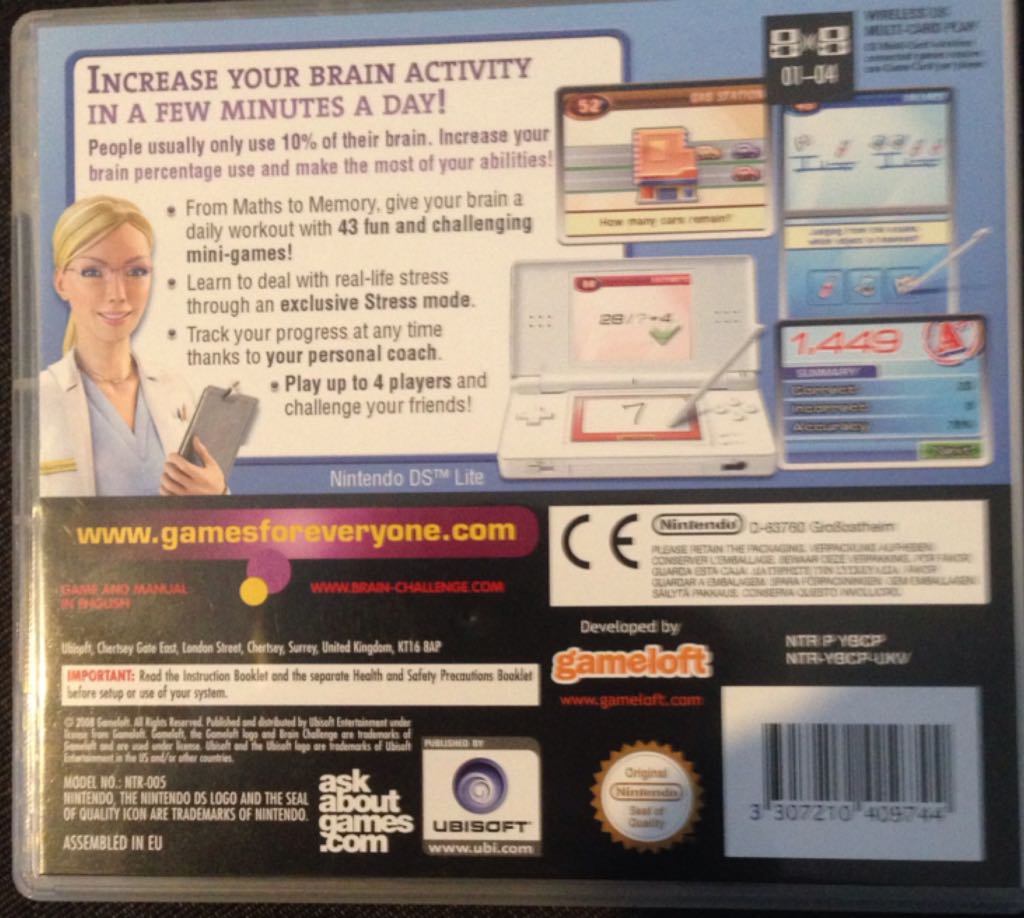 Brain Challenge - Nintendo DS (Ubisoft - 1) video game collectible [Barcode 3307210409744] - Main Image 2