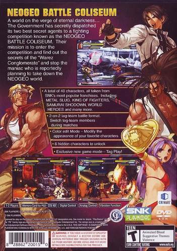 Neo Geo Battle Coliseum - Sony PlayStation 2 (PS2) (SNK Playmore - 2) video game collectible [Barcode 5060050944384] - Main Image 2