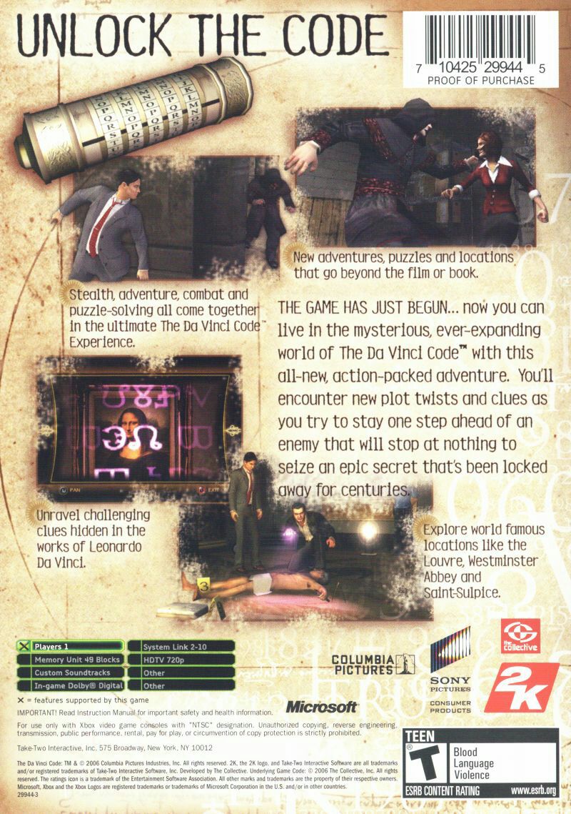 The Da Vinci Code - Microsoft Xbox (1) video game collectible [Barcode 5026555243438] - Main Image 2