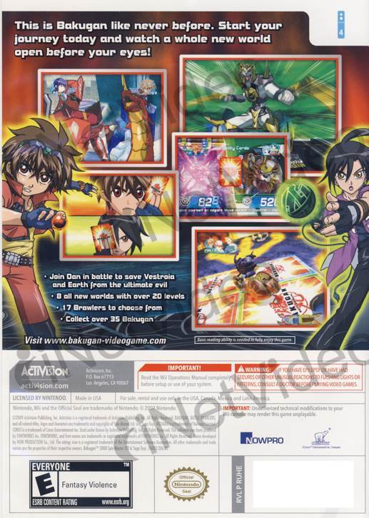 Bakugan Battle Brawlers - Nintendo Wii (Activision - 1-4) video game collectible [Barcode 047875760035] - Main Image 2