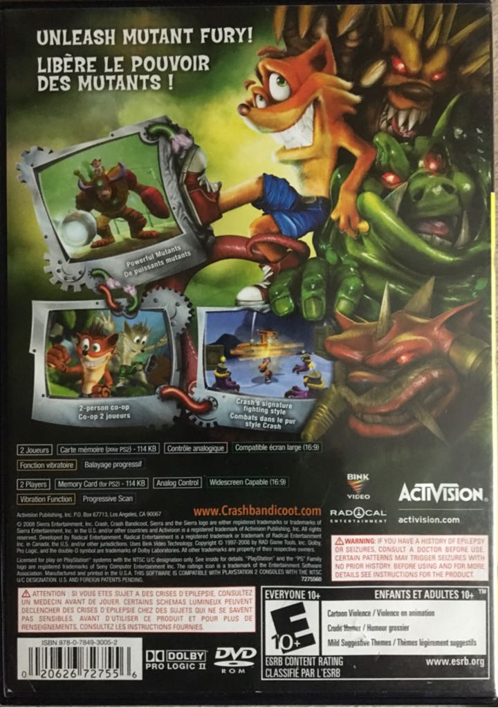 Crash: Mind Over Mutant - Sony PlayStation 2 (PS2) video game collectible [Barcode 020626727556] - Main Image 2