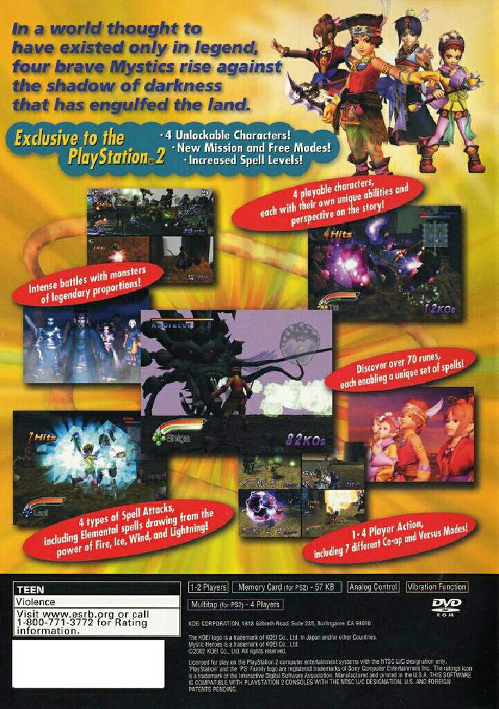 Mystic Heroes - Sony PlayStation 2 (PS2) (Koei - 1) video game collectible [Barcode 040198001205] - Main Image 2