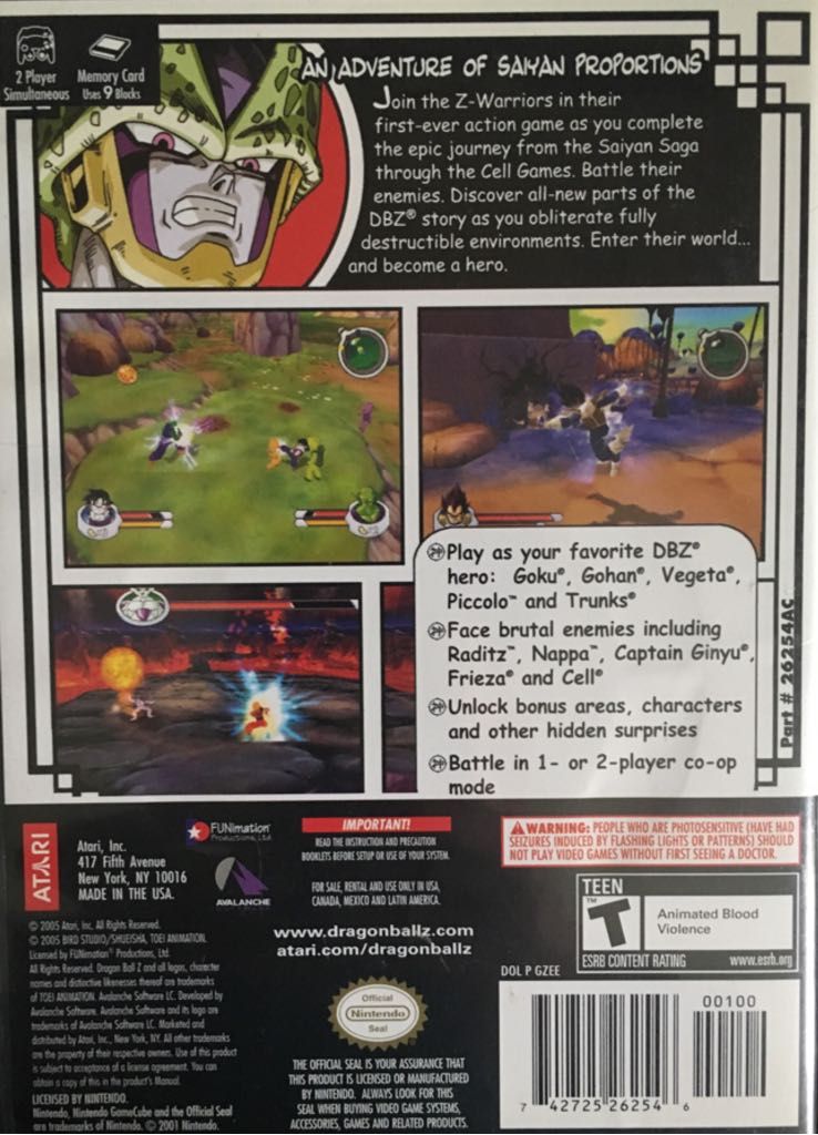 Dragonball Z Sagas - Nintendo GameCube (Atari - 1-2) video game collectible - Main Image 2