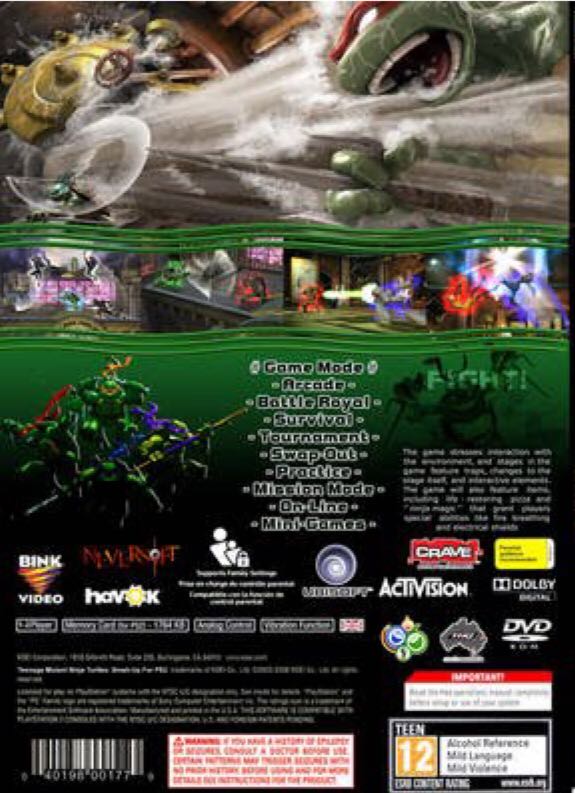 Teenage Mutant Ninja Turtles: Smash-Up - Sony PlayStation 2 (PS2) (Ubisoft - 4) video game collectible [Barcode 008888325383] - Main Image 2