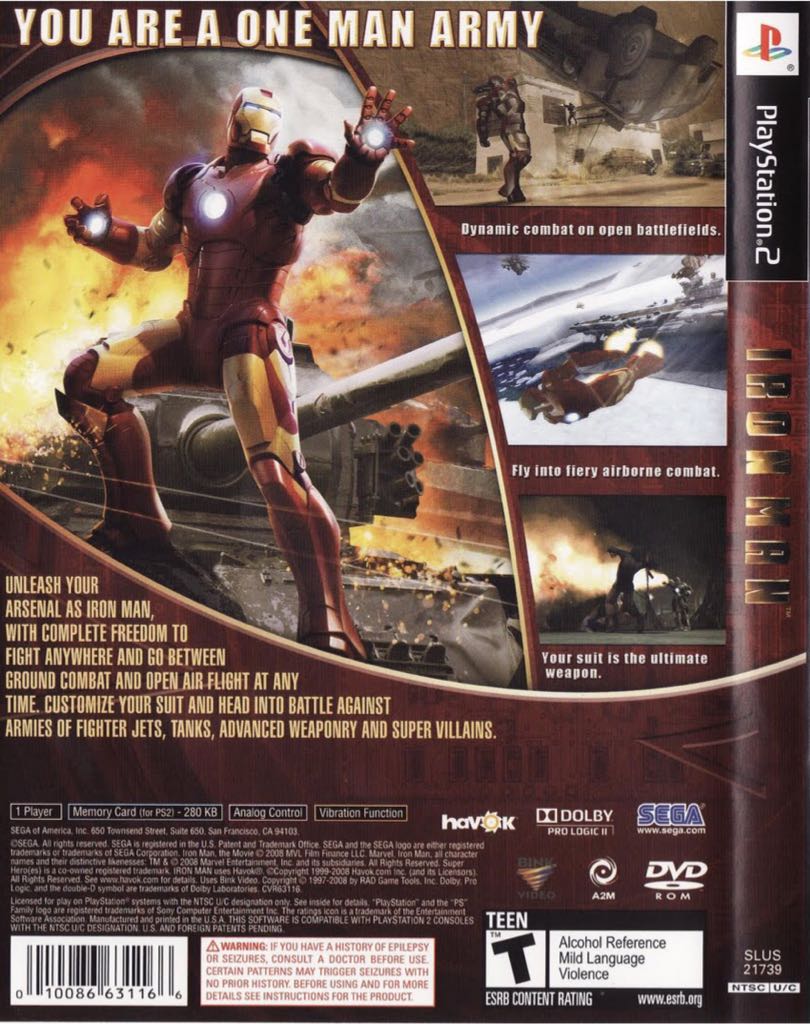 Iron Man - Sony PlayStation 2 (PS2) (Sega - 1) video game collectible [Barcode 5060138437302] - Main Image 2