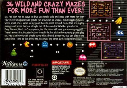 Ms. Pac-Man - Nintendo Super Nintendo Entertainment System (SNES) (Wiliams - 2) video game collectible [Barcode 031719199617] - Main Image 2