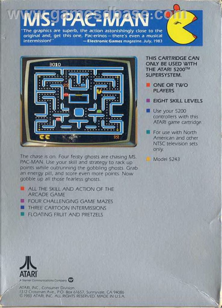 Ms. Pac-Man - Atari 5200 video game collectible - Main Image 2