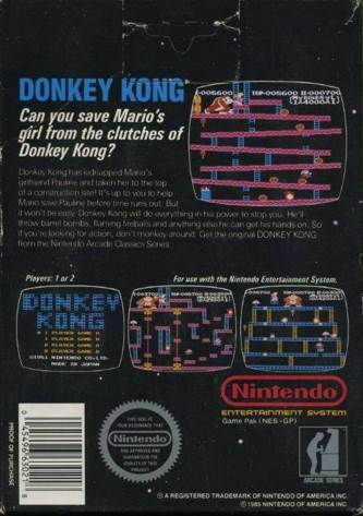 Donkey Kong - Nintendo Entertainment System (NES) video game collectible - Main Image 2