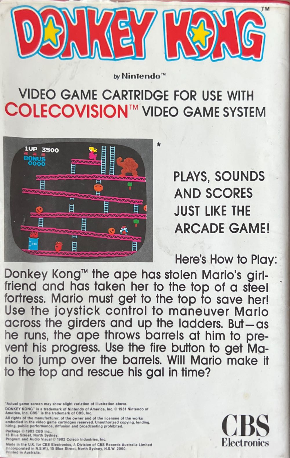 Donkey Kong - Colecovision video game collectible - Main Image 2