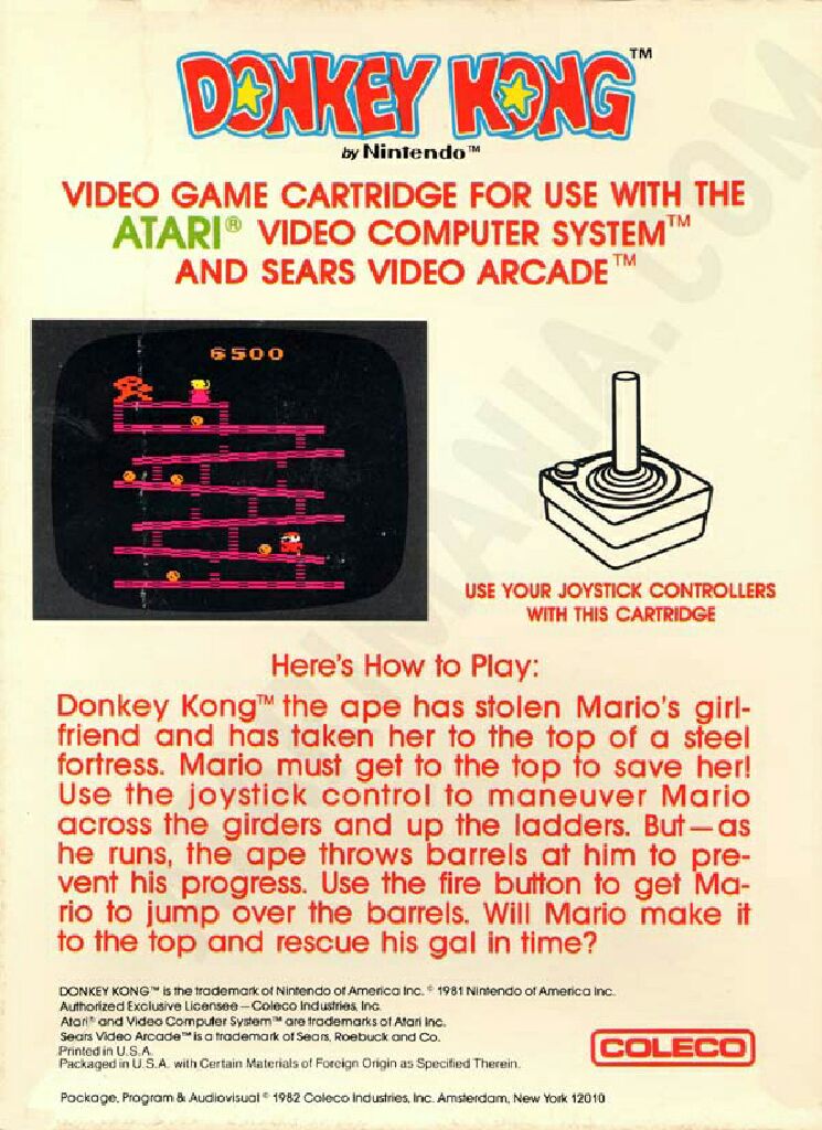 Donkey Kong - Atari 2600 (Coleco) video game collectible - Main Image 2