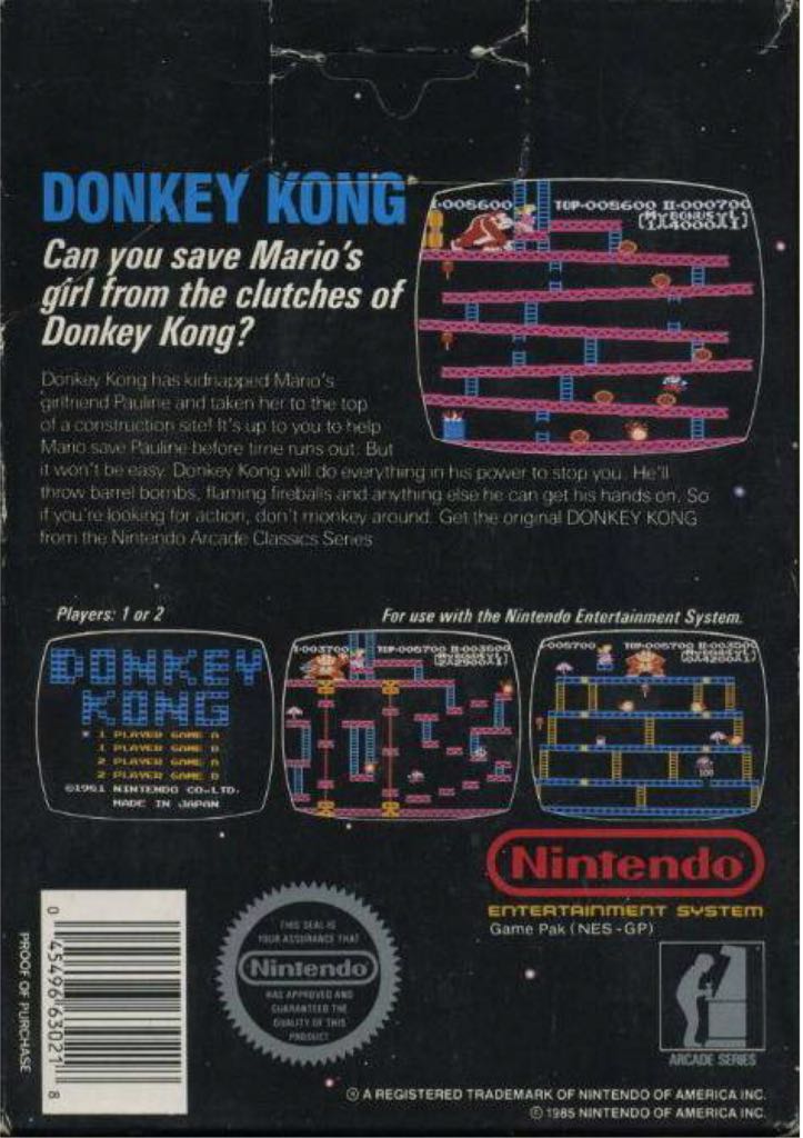 Donkey Kong - Nintendo Entertainment System (NES) (Nintendo - 2) video game collectible - Main Image 2
