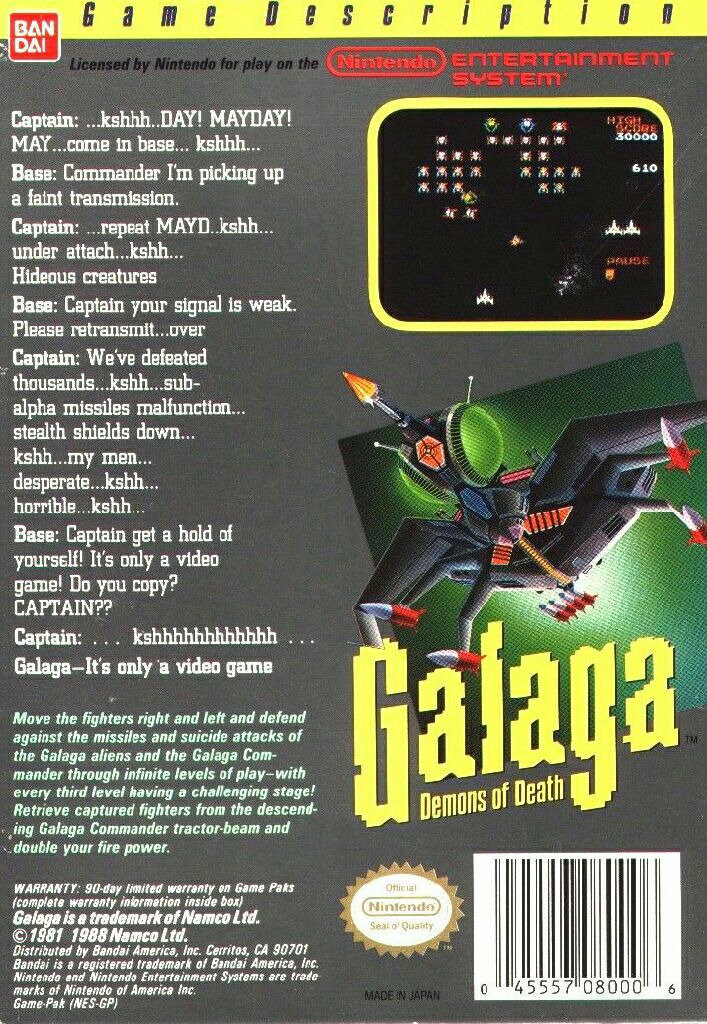 Galaga - Nintendo Entertainment System (NES) video game collectible - Main Image 2