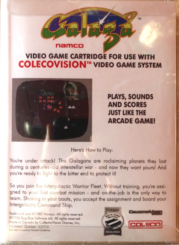 Galaga: The Video Game (HOMEBREW) - Colecovision (HOMEBREW-Ported - 1) video game collectible - Main Image 2