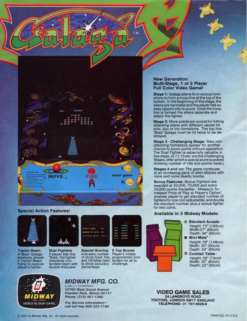 Galaga - Arcade (Midway) video game collectible - Main Image 2