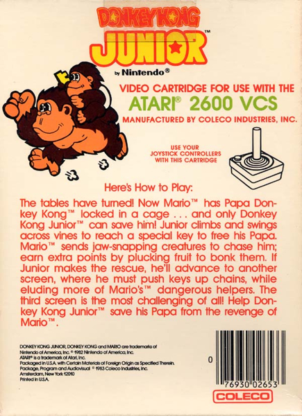 Donkey Kong Jr. - Atari 2600 (Coleco - 2) video game collectible - Main Image 2