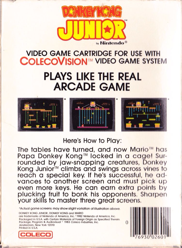 Donkey Kong Jr. - Colecovision (Nintendo - 2) video game collectible - Main Image 2