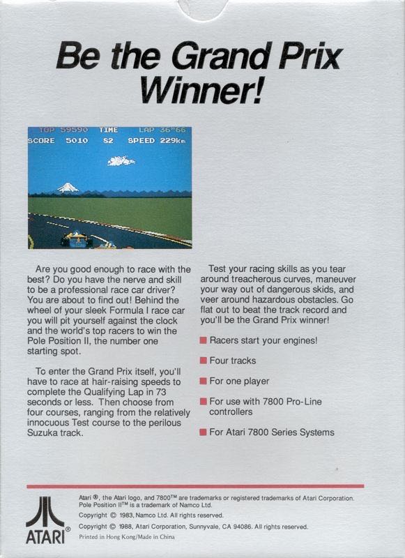 Pole Position II - Atari 7800 (Atari Corporation - 1) video game collectible - Main Image 2