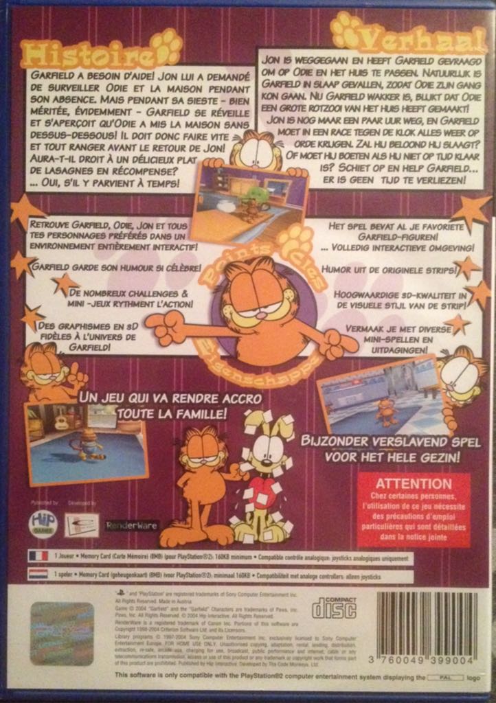 Garfield - Sony PlayStation 2 (PS2) (Hip Games - 1) video game collectible [Barcode 3760049399004] - Main Image 2