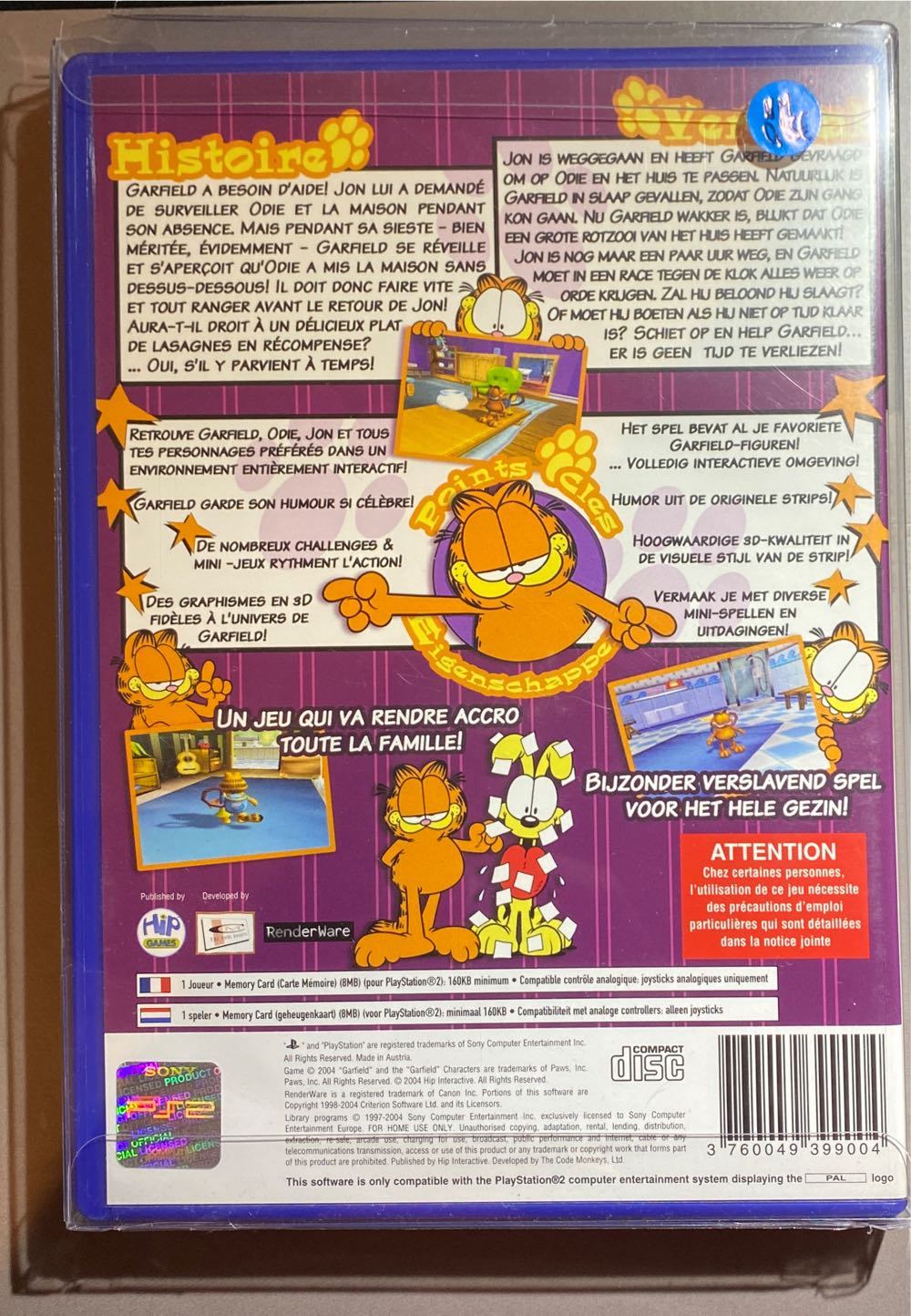 Garfield - Sony PlayStation 2 (PS2) (Hip Games - 1) video game collectible [Barcode 3760049399004] - Main Image 4