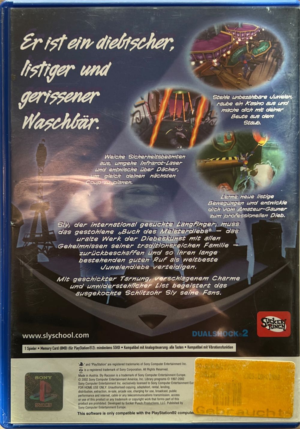 Sly Raccoon - Sony PlayStation 2 (PS2) (Sucker Punch - 1) video game collectible [Barcode 711719431626] - Main Image 2