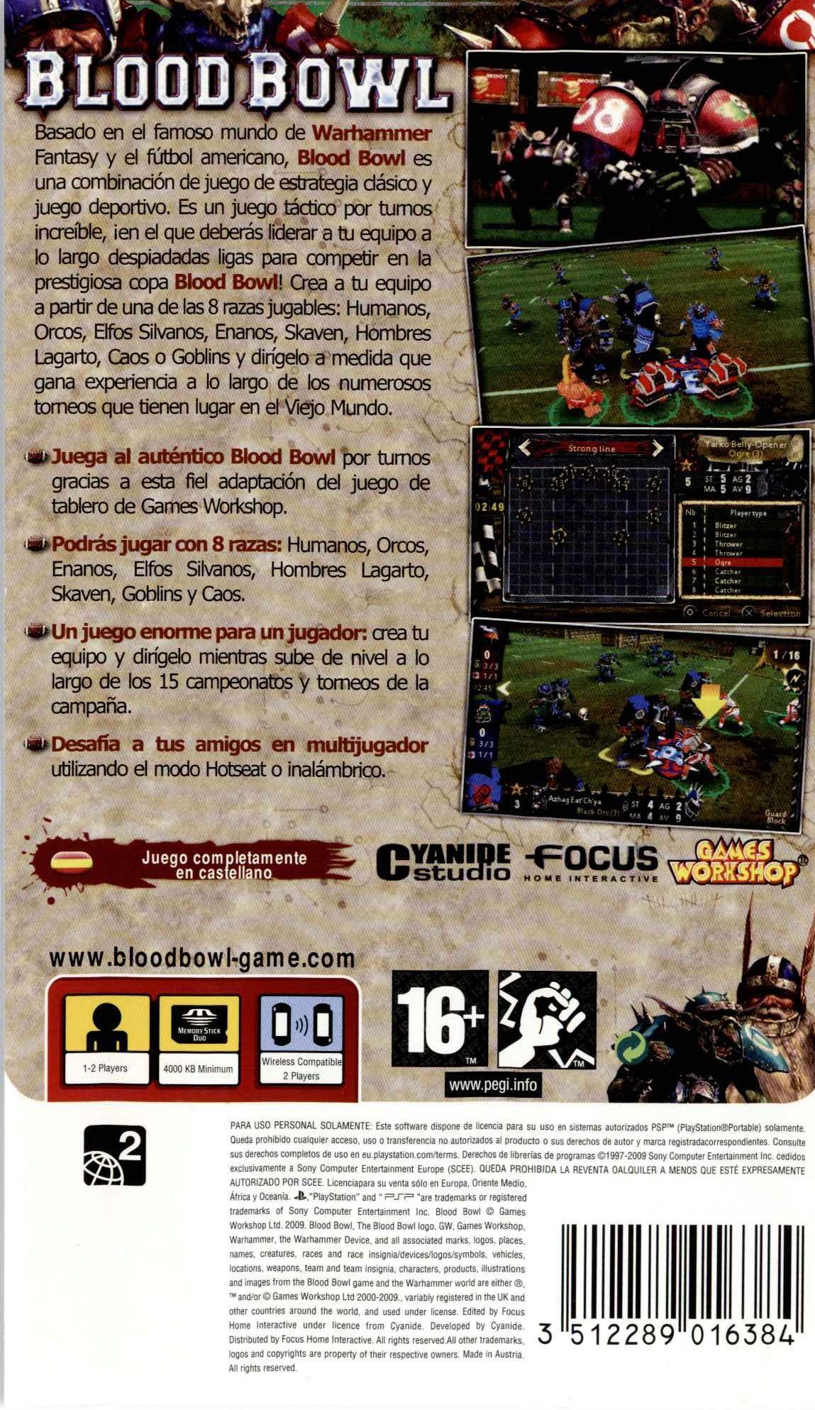Blood Bowl - Sony PlayStation Portable (PSP) video game collectible [Barcode 3512289016384] - Main Image 2