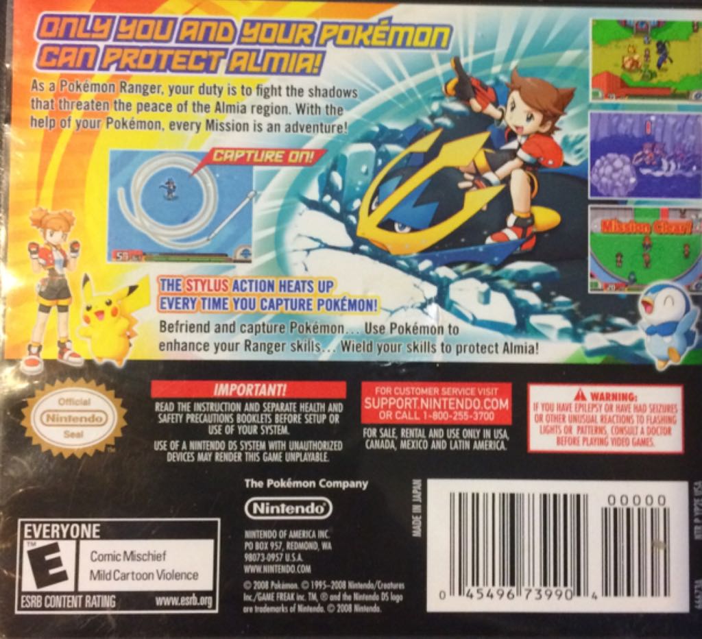 Pokémon Ranger: Shadows Of Almia - Nintendo DS (Nintendo / The Pokemon Company - 1) video game collectible [Barcode 045496739904] - Main Image 2