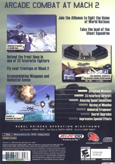 Rebel Raiders: Operation Nighthawk - Sony PlayStation 2 (PS2) (XS Games - 1) video game collectible [Barcode 3760137140068] - Main Image 2