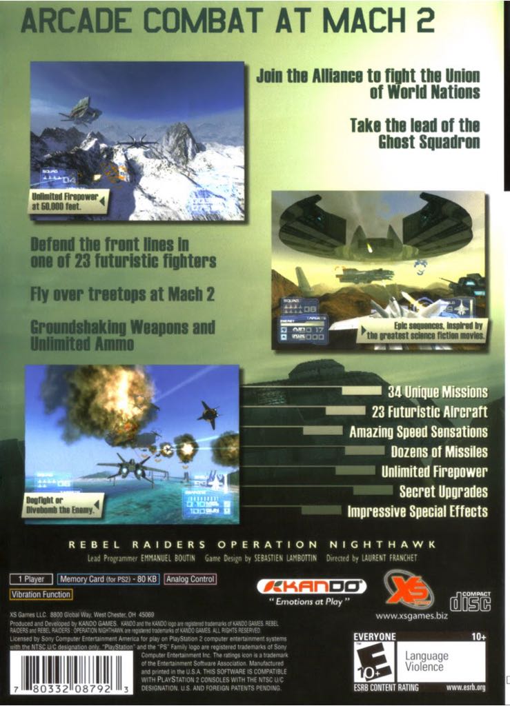 Rebel Raiders: Operation Nighthawk - Sony PlayStation 2 (PS2) (XS Games - 1) video game collectible [Barcode 770332087993] - Main Image 2