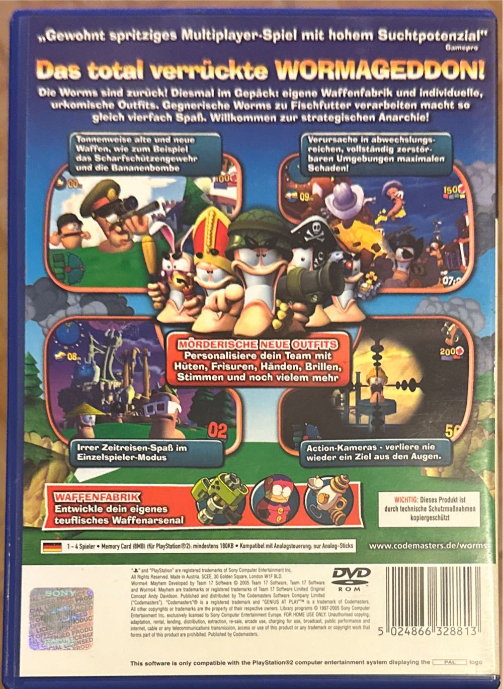 Worms 4 Mayhem - Sony PlayStation 2 (PS2) (Codemasters - 4) video game collectible [Barcode 5024866328813] - Main Image 2