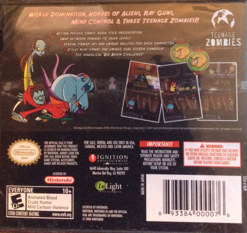 Teenage Zombies - Nintendo DS (Ignition Entertainment - 1) video game collectible [Barcode 893384000076] - Main Image 2