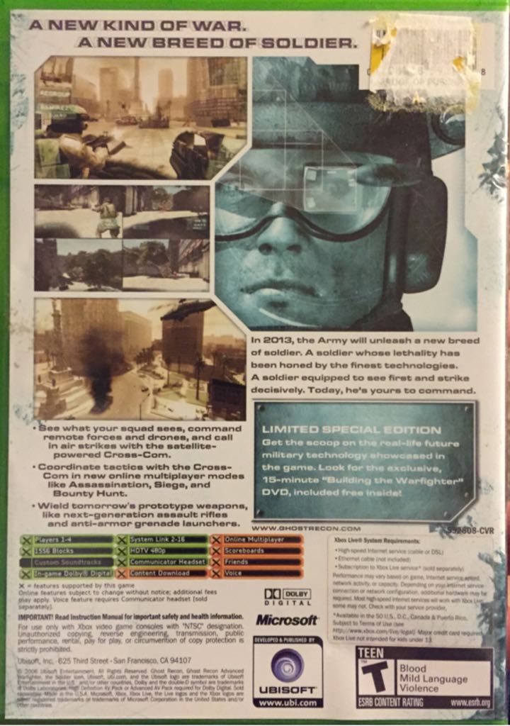 Tom Clancy’s Ghost Recon: Advanced Warfighter (Limited Special Edition) - Microsoft Xbox (Ubisoft - 4) video game collectible [Barcode 008888592808] - Main Image 2