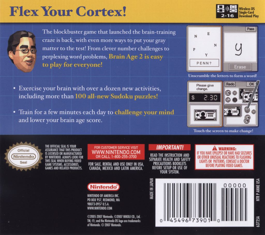 Brain Age 2 - Nintendo DS (Nintendo - 12 Players) video game collectible [Barcode 0045496739010] - Main Image 2