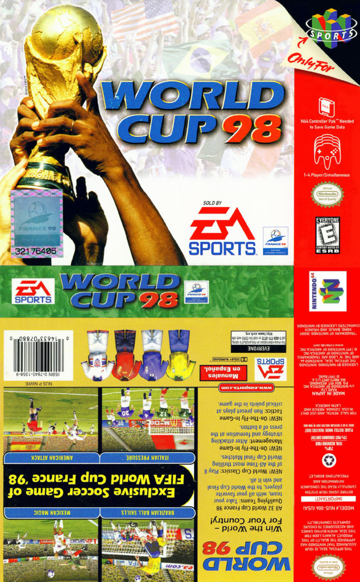 World Cup 98 - Nintendo 64 (N64) (Ea Sports - 1-4) video game collectible [Barcode 014633078800] - Main Image 3