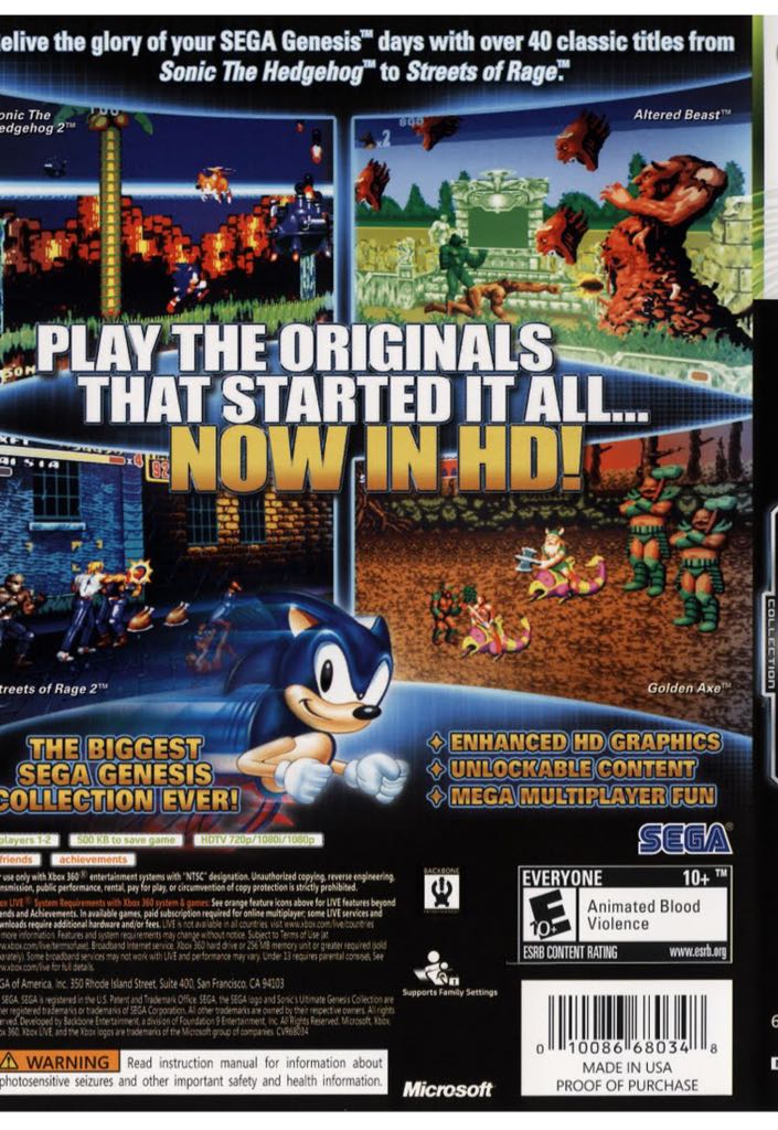 Sonics Ultimate Genesis Collection - Microsoft Xbox 360 video game collectible - Main Image 2