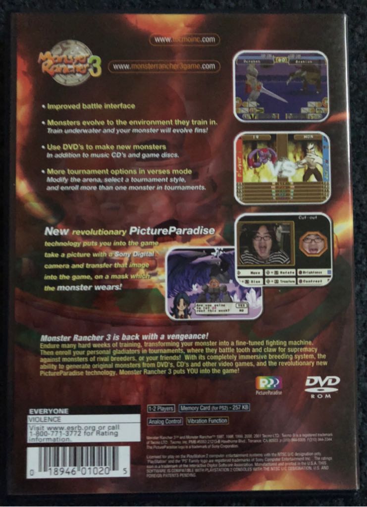 Monster Rancher 3 - Sony PlayStation 2 (PS2) (Tecmo Koei - 2) video game collectible [Barcode 018946010205] - Main Image 2