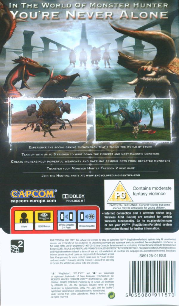 Monster Hunter Freedom Unite - Sony PlayStation Portable (PSP) (Capcom - 4) video game collectible [Barcode 5055060911013] - Main Image 2