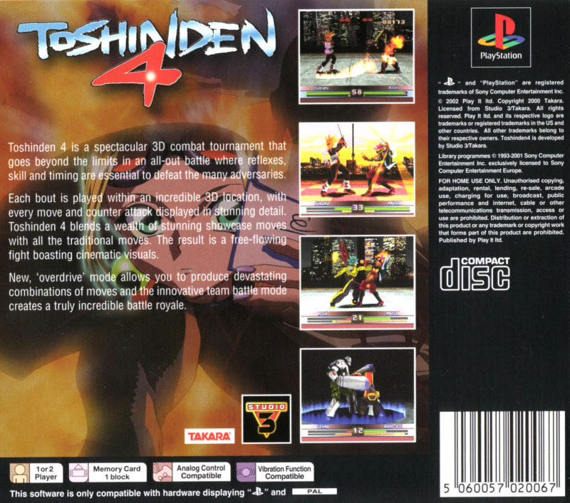 Toshinden 4 - Sony PlayStation (Studio 3 Interactive Entertainment, Ltd. - 1-2) video game collectible [Barcode 5060057020098] - Main Image 2