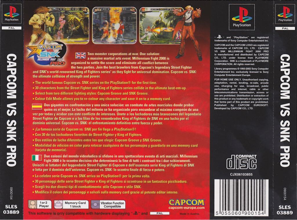 Capcom Vs Snk Pro 2000 - Sony PlayStation (Capcom - 2) video game collectible [Barcode 5055060900154] - Main Image 2