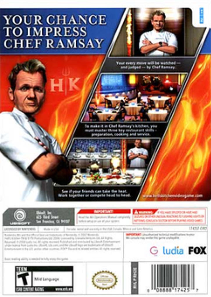 Hell’s Kitchen: The Game - Nintendo Wii (Ubi Soft Entertainment Software - 1-2) video game collectible [Barcode 3307210450364] - Main Image 2