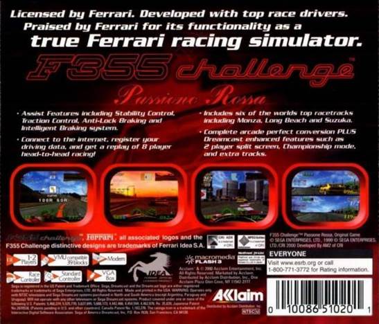F355 Challenge Passione Rossa - Sega Dreamcast (Acclaim Entertainment - 1) video game collectible [Barcode 3455198326413] - Main Image 2