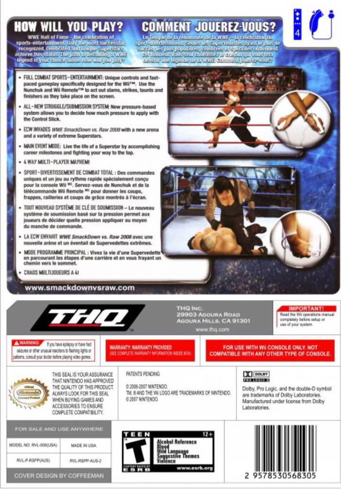 WWE Smackdown Vs Raw 2008 - Nintendo Wii (THQ - 4) video game collectible [Barcode 4005209097529] - Main Image 2