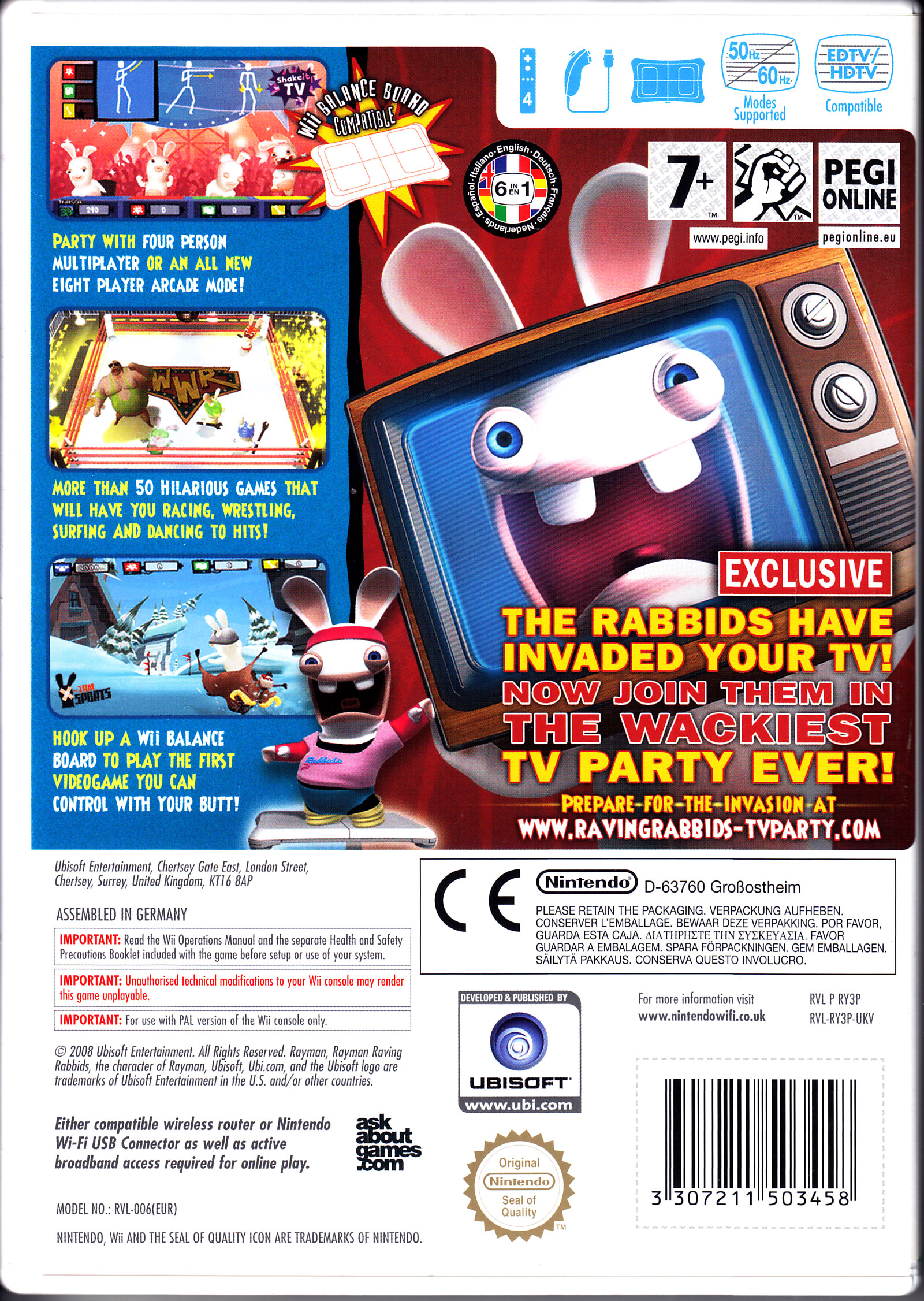 Rayman Raving Rabbids TV Party (Modded) - Nintendo Wii (Ubisoft - 4) video game collectible [Barcode 3307211503458] - Main Image 2
