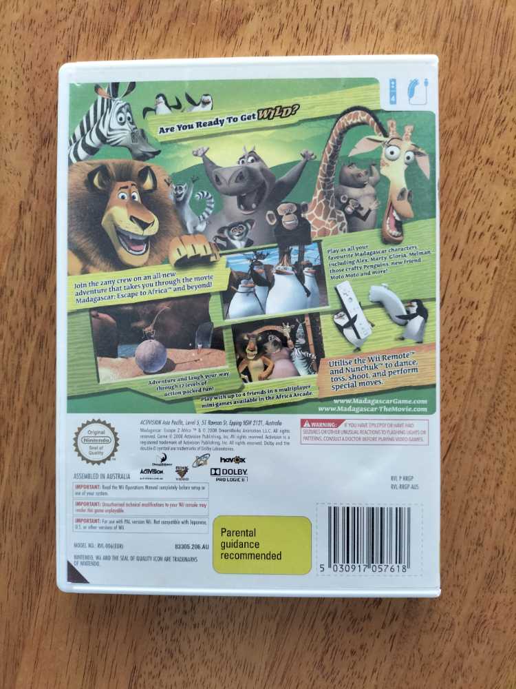 Madagasgar 2 Escape To Africa - Nintendo Wii (1) video game collectible [Barcode 5030917057618] - Main Image 2