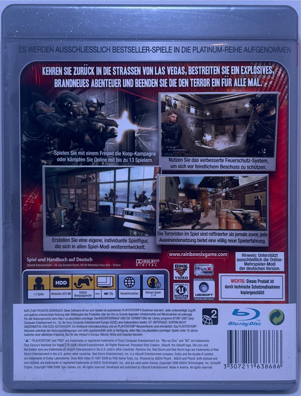 Tom Clancys Rainbow Six Vegas 2 Platinum - Sony PlayStation 3 (PS3) video game collectible [Barcode 3307211638686] - Main Image 2