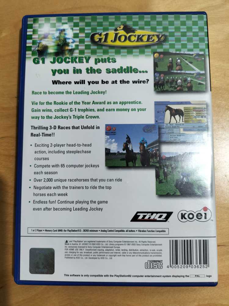 G1 Jockey - Sony PlayStation 2 (PS2) (THQ - 1-2) video game collectible [Barcode 4005209036252] - Main Image 2