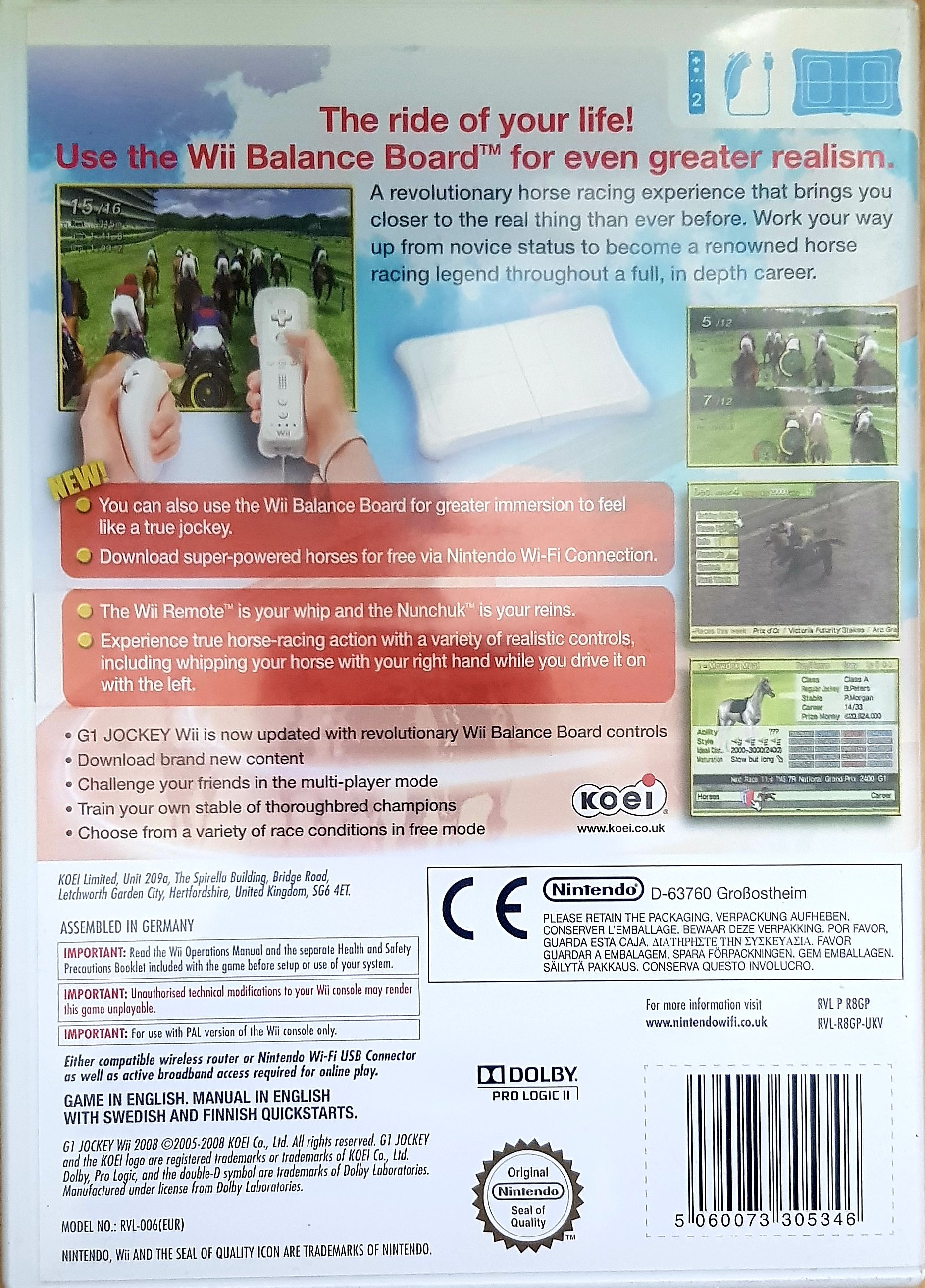 G1 Jockey 2008 - Nintendo Wii (Koei) video game collectible [Barcode 5060073305346] - Main Image 2