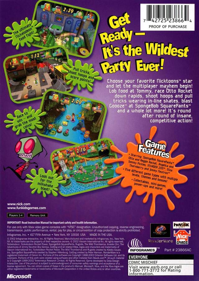 Nickelodeon Party Blast - Microsoft Xbox (4) video game collectible [Barcode 742725238664] - Main Image 2