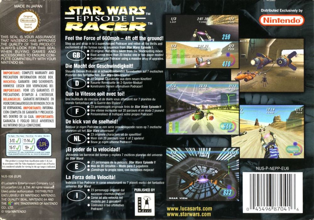 Star Wars Episode I: Racer - Nintendo 64 (N64) (Lucas Arts Entertainment) video game collectible - Main Image 3